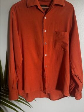 Ermenegildo Zegna Orange Button-Up Shirt